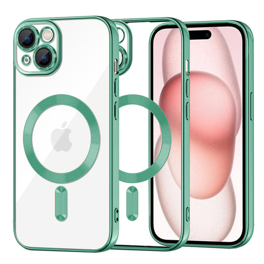 MagSafe tok Apple iPhone 15-höz, Techsuit, Luxury Crystal, Világos zöld