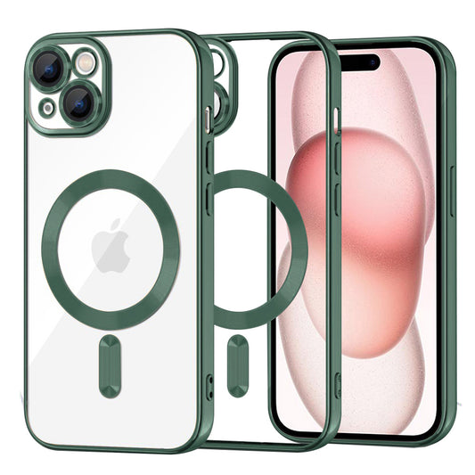 MagSafe tok Apple iPhone 15-höz, Techsuit, Luxury Crystal, Sötétzöld