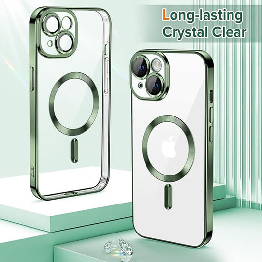 MagSafe tok Apple iPhone 15-höz, Techsuit, Luxury Crystal, Sötétzöld