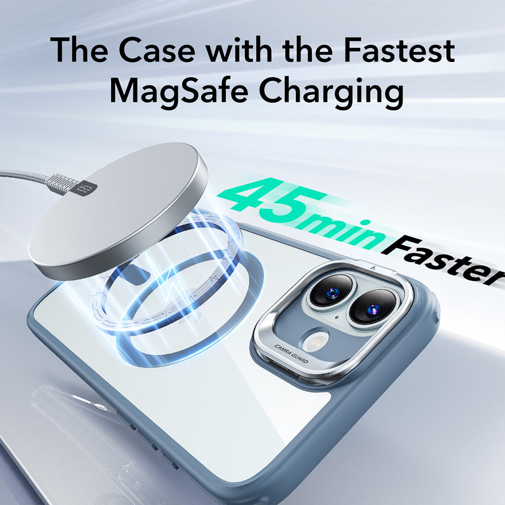 MagSafe tok Apple iPhone 16-hoz, ESR, Classic Hybrid Kickstand, Átlátszó Kék