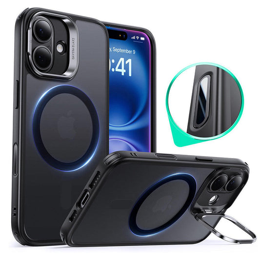 MagSafe tok Apple iPhone 16-hoz, ESR, Classic Hybrid Kickstand Slide, Szatén Fekete
