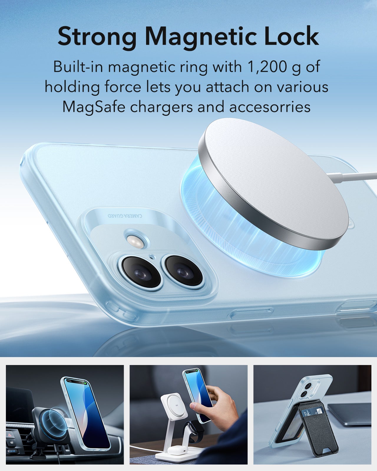 MagSafe tok Apple iPhone 16-hoz, ESR, Zero, Szaténkék