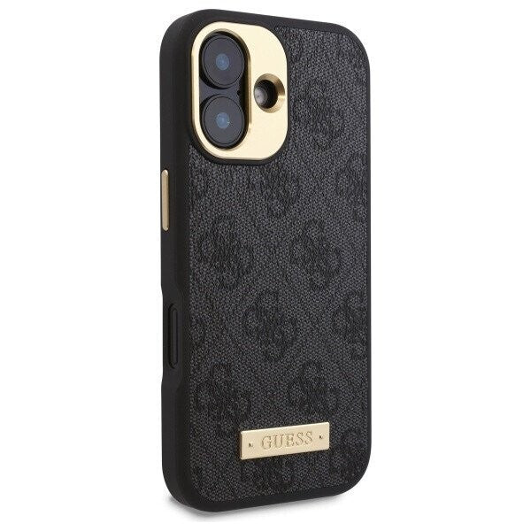 MagSafe tok Apple iPhone 16-hoz, Guess, 4G Logo Plate, Fekete