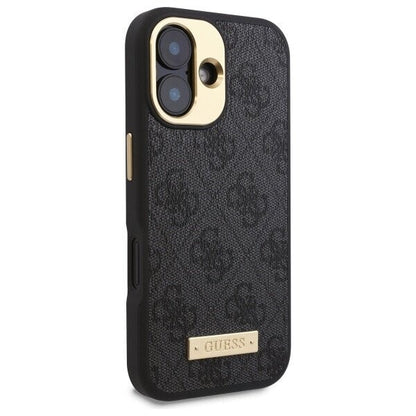 MagSafe tok Apple iPhone 16-hoz, Guess, 4G Logo Plate, Fekete