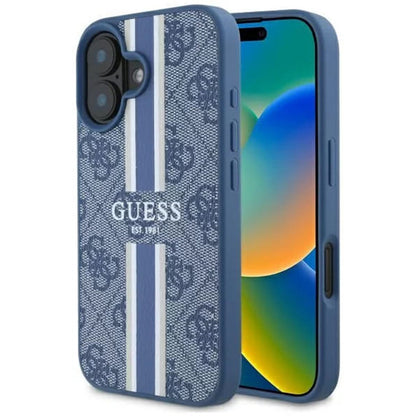 MagSafe tok Apple iPhone 16-hoz, Guess, 4G Printed Stripes, Kék