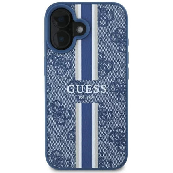 MagSafe tok Apple iPhone 16-hoz, Guess, 4G Printed Stripes, Kék