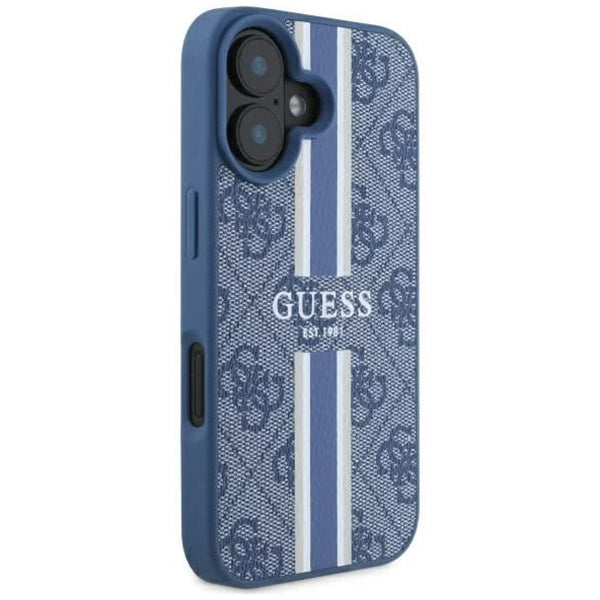 MagSafe tok Apple iPhone 16-hoz, Guess, 4G Printed Stripes, Kék