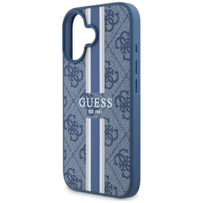 MagSafe tok Apple iPhone 16-hoz, Guess, 4G Printed Stripes, Kék