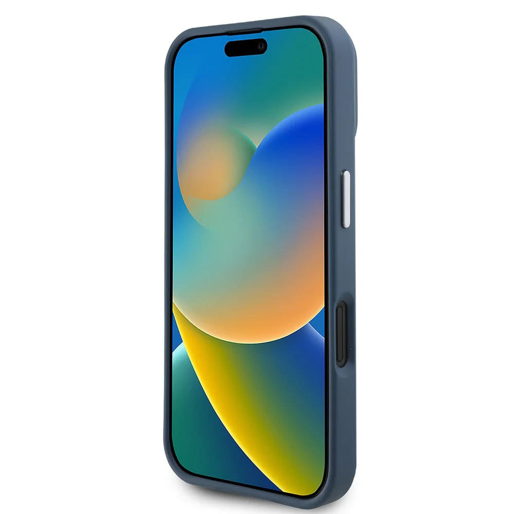 MagSafe tok Apple iPhone 16-hoz, Guess, Grained Triangle Logo, Fekete