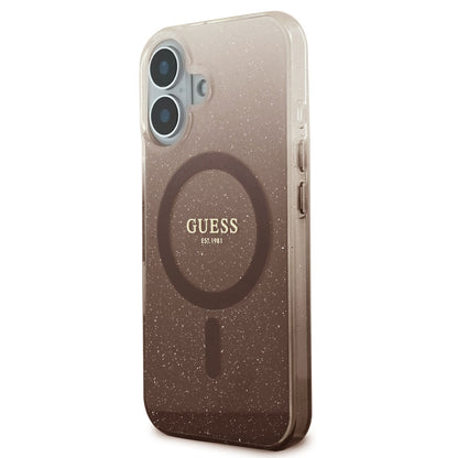 MagSafe tok Apple iPhone 16-hoz, Guess, IML Glitter Gradient, Barna