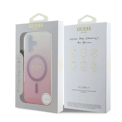 MagSafe tok Apple iPhone 16-hoz, Guess, IML Glitter Gradient, Barna