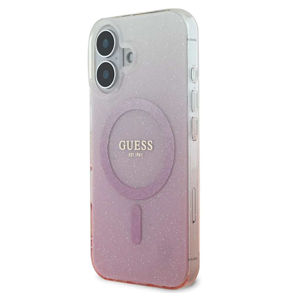 MagSafe tok Apple iPhone 16-hoz, Guess, IML Glitter Gradient, Rózsaszín