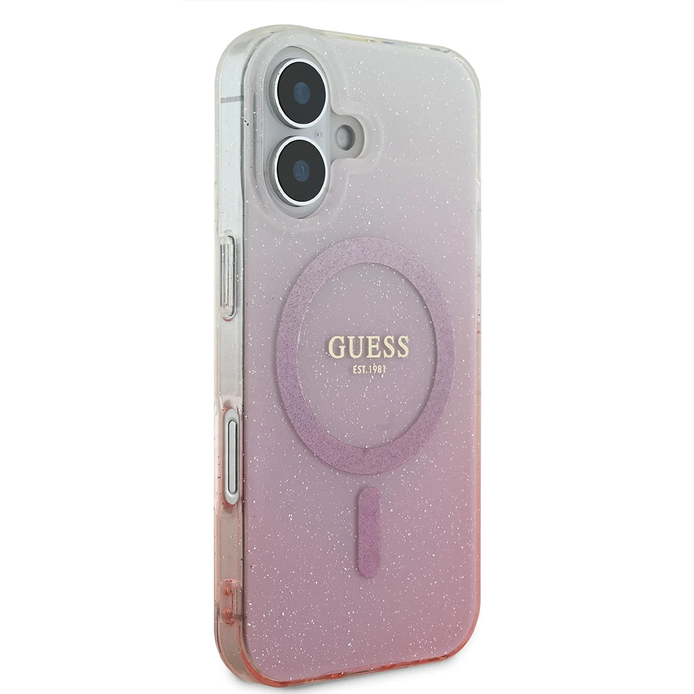 MagSafe tok Apple iPhone 16-hoz, Guess, IML Glitter Gradient, Rózsaszín