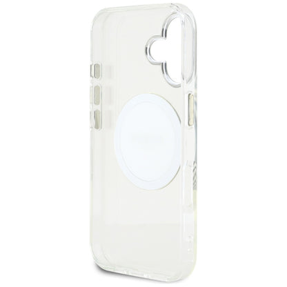MagSafe Case for Apple iPhone 16, Guess, IML Metal Colored Circle, White