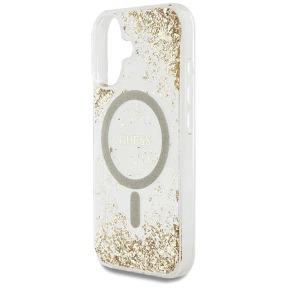 MagSafe tok Apple iPhone 16-hoz, Guess, Resin Bottom Glitter, Arany