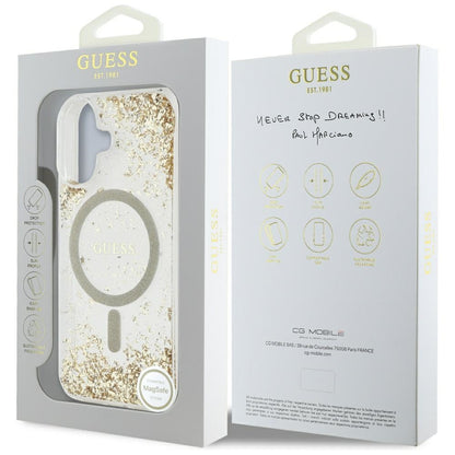 MagSafe tok Apple iPhone 16-hoz, Guess, Resin Bottom Glitter, Arany