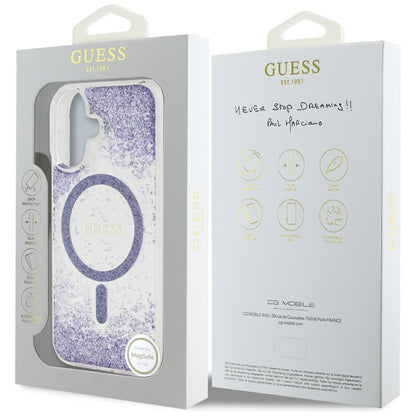 MagSafe tok Apple iPhone 16-hoz, Guess, Resin Bottom Glitter, Lila