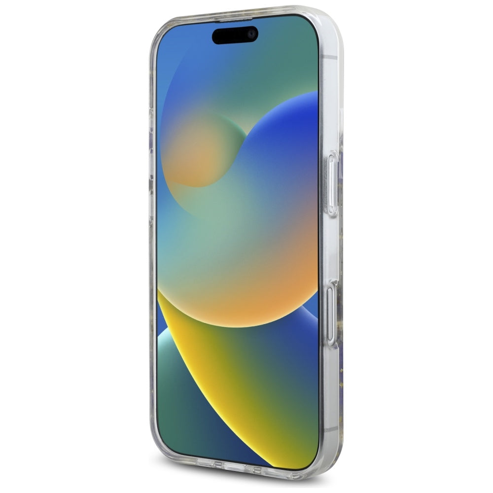 MagSafe tok Apple iPhone 16-hoz, Guess, Gyanta Virágok és Csillám, Lila