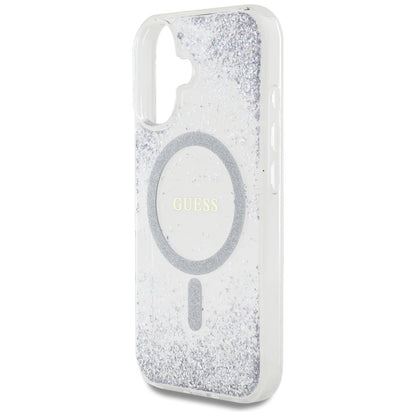 MagSafe tok Apple iPhone 16-hoz, Guess, Resin Gradient Glitter, Ezüst