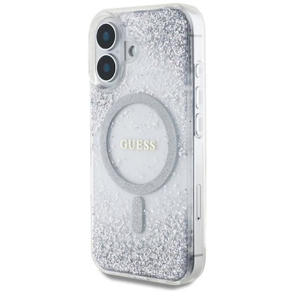 MagSafe tok Apple iPhone 16-hoz, Guess, Resin Gradient Glitter, Ezüst