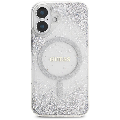MagSafe tok Apple iPhone 16-hoz, Guess, Resin Gradient Glitter, Ezüst