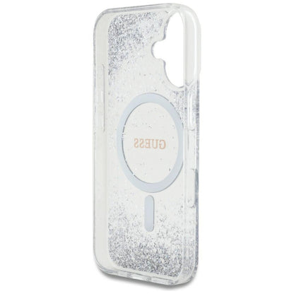 MagSafe tok Apple iPhone 16-hoz, Guess, Resin Gradient Glitter, Ezüst