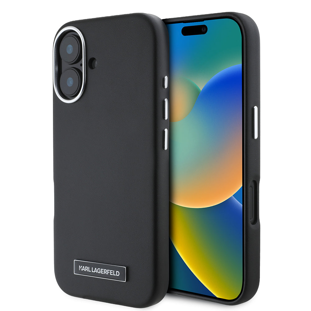 MagSafe tok Apple iPhone 16-hoz, Karl Lagerfeld, FW Metal Plate, Fekete