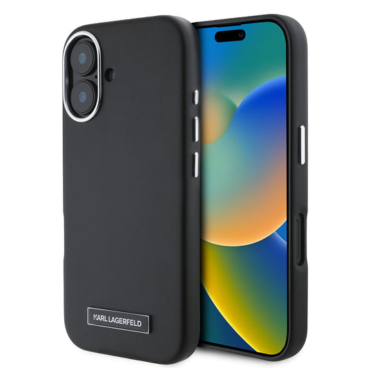 MagSafe tok Apple iPhone 16-hoz, Karl Lagerfeld, FW Metal Plate, Fekete