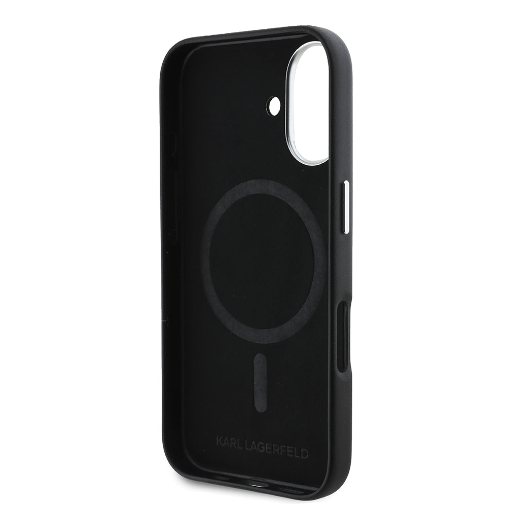 MagSafe tok Apple iPhone 16-hoz, Karl Lagerfeld, FW Metal Plate, Fekete