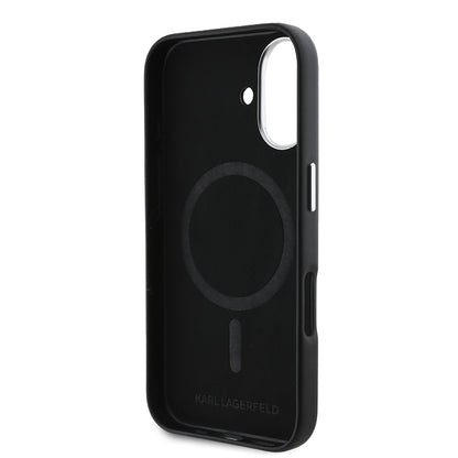 MagSafe tok Apple iPhone 16-hoz, Karl Lagerfeld, FW Metal Plate, Fekete