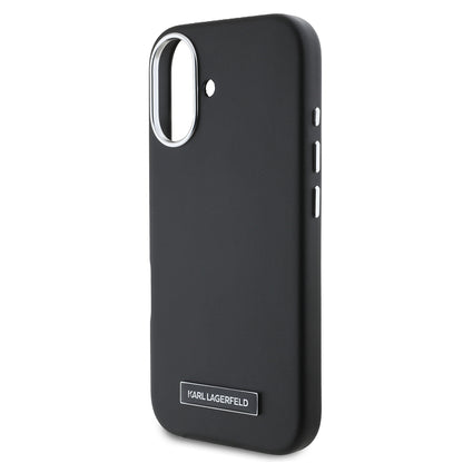MagSafe tok Apple iPhone 16-hoz, Karl Lagerfeld, FW Metal Plate, Fekete
