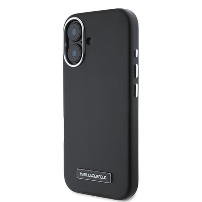 MagSafe tok Apple iPhone 16-hoz, Karl Lagerfeld, FW Metal Plate, Fekete
