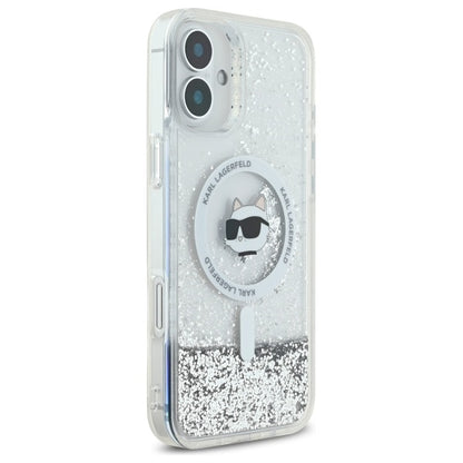 MagSafe tok Apple iPhone 16-hoz, Karl Lagerfeld, Glitter Liquid Choupette Head, Átlátszó