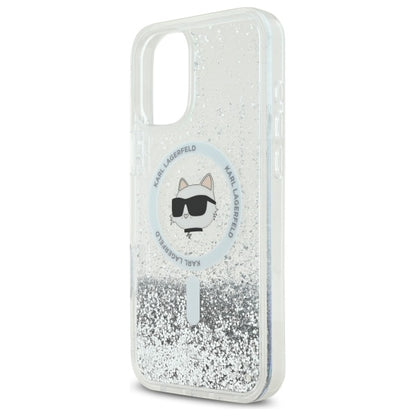 MagSafe tok Apple iPhone 16-hoz, Karl Lagerfeld, Glitter Liquid Choupette Head, Átlátszó