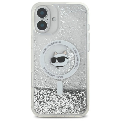 MagSafe tok Apple iPhone 16-hoz, Karl Lagerfeld, Glitter Liquid Choupette Head, Átlátszó