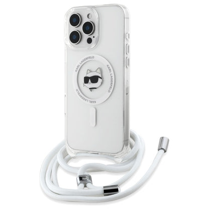 MagSafe tok Apple iPhone 16-hoz, Karl Lagerfeld, IML Crossbody Choupette's Head with Strap, Átlátszó