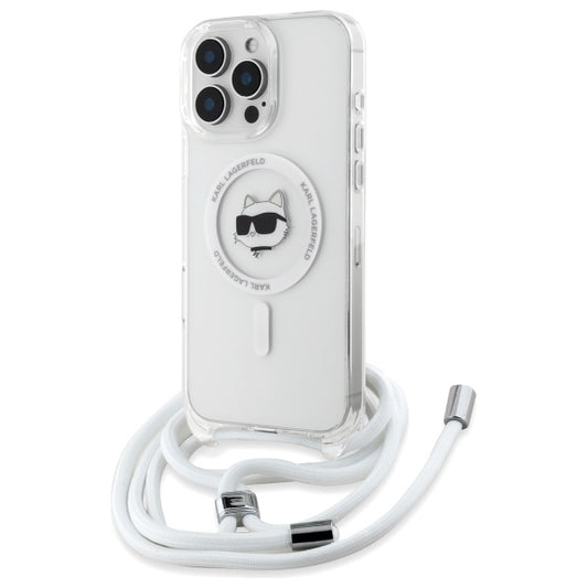 MagSafe tok Apple iPhone 16-hoz, Karl Lagerfeld, IML Crossbody Choupette's Head with Strap, Átlátszó