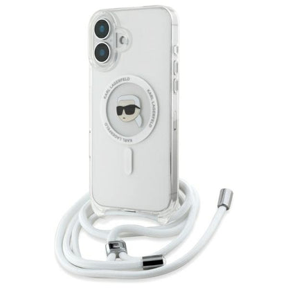 MagSafe tok Apple iPhone 16-hoz, Karl Lagerfeld, IML Crossbody Karl's Head, Átlátszó