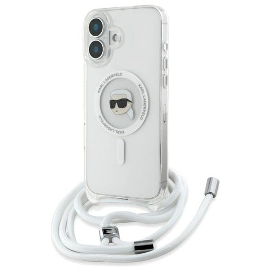 MagSafe tok Apple iPhone 16-hoz, Karl Lagerfeld, IML Crossbody Karl's Head, Átlátszó