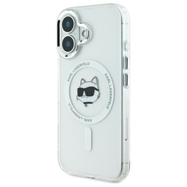 MagSafe tok Apple iPhone 16-hoz, Karl Lagerfeld, IML Metal Choupette's Head, Fehér