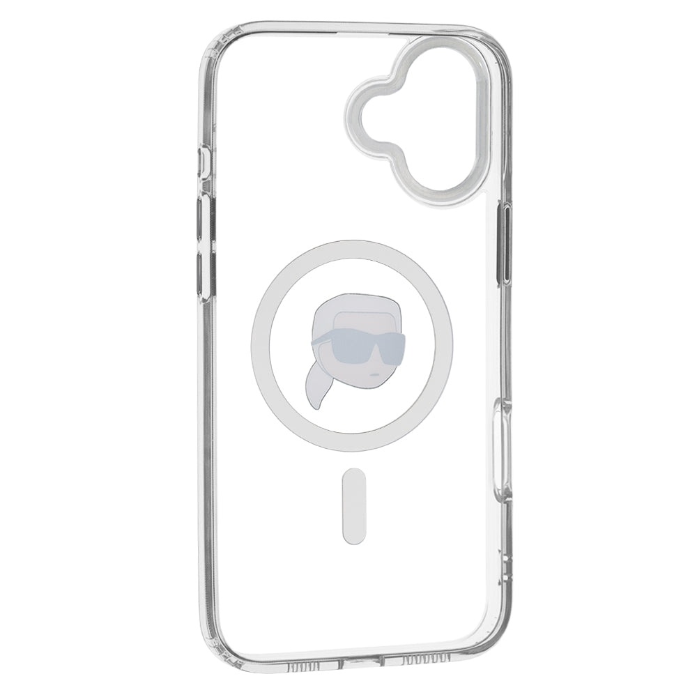 MagSafe tok Apple iPhone 16-hoz, Karl Lagerfeld, IML Metal Karl's Head, Fehér