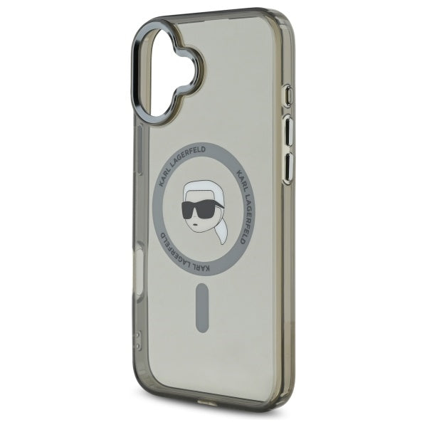 MagSafe tok Apple iPhone 16-hoz, Karl Lagerfeld, IML Metal Karl's Head, Fekete