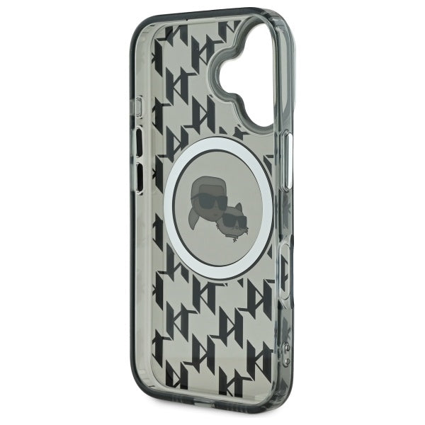MagSafe tok Apple iPhone 16-hoz, Karl Lagerfeld, IML Monogram Karl & Choupette's Heads, Fekete