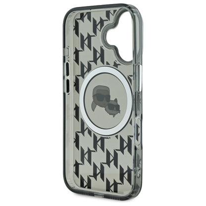 MagSafe tok Apple iPhone 16-hoz, Karl Lagerfeld, IML Monogram Karl & Choupette's Heads, Fekete