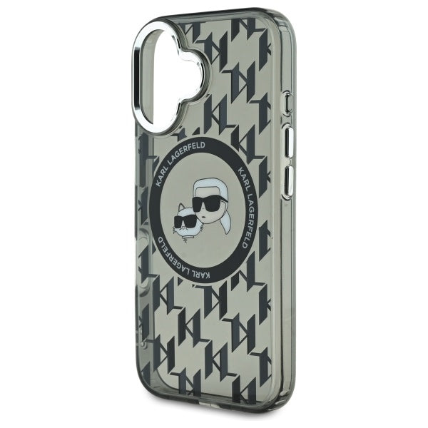 MagSafe tok Apple iPhone 16-hoz, Karl Lagerfeld, IML Monogram Karl & Choupette's Heads, Fekete