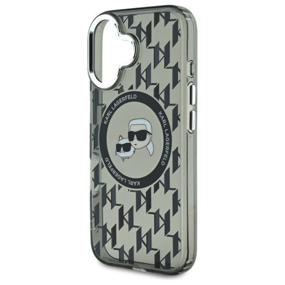 MagSafe tok Apple iPhone 16-hoz, Karl Lagerfeld, IML Monogram Karl & Choupette's Heads, Fekete