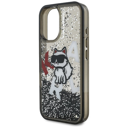 MagSafe tok Apple iPhone 16-hoz, Karl Lagerfeld, Liquid Glitter Choupette Logo, Fekete