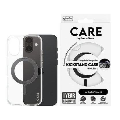 MagSafe tok Apple iPhone 16-hoz, PanzerGlass, Állványos funkció, Fekete átlátszó