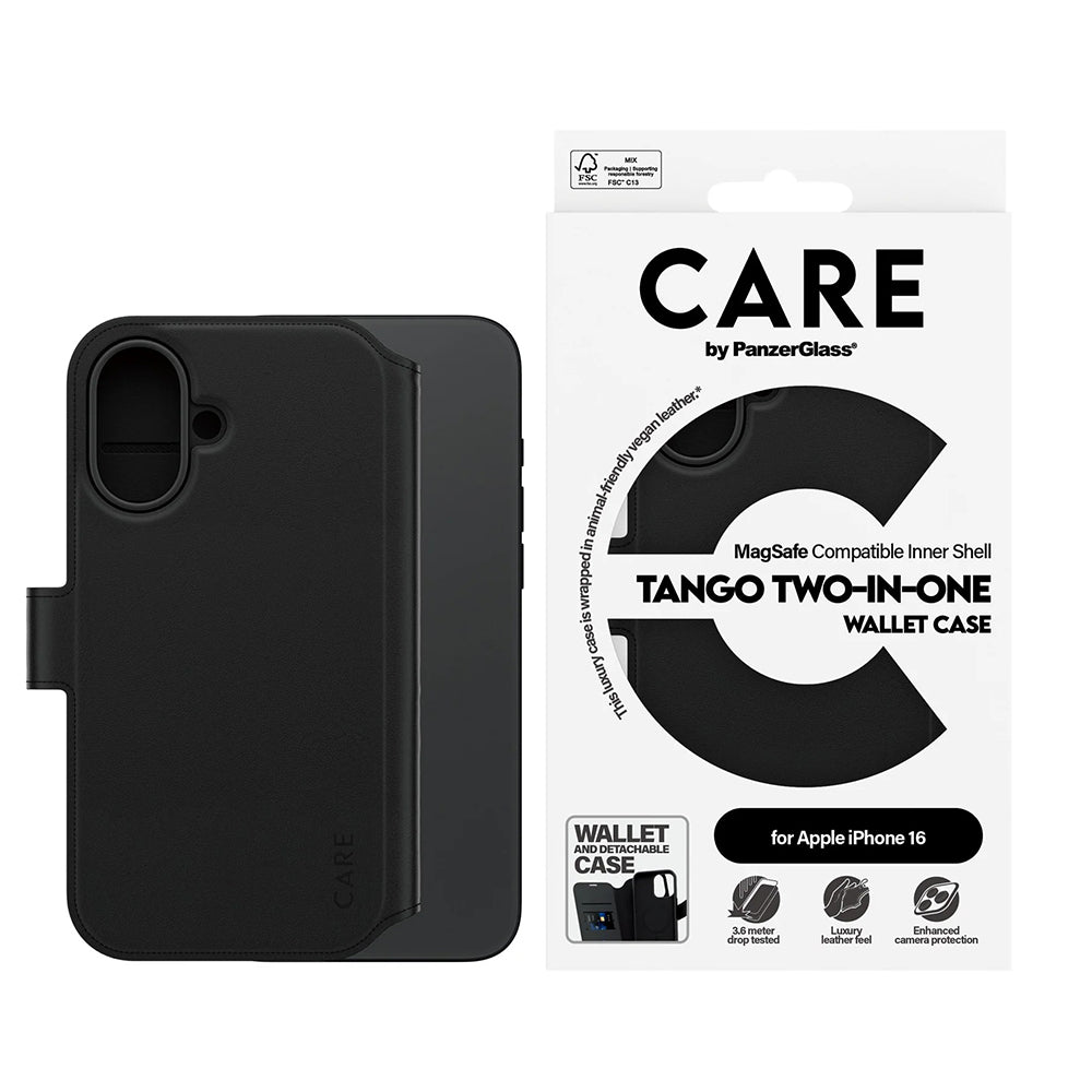 MagSafe tok Apple iPhone 16-hoz, PanzerGlass, Care Feature Tango Two-in-One, Fekete