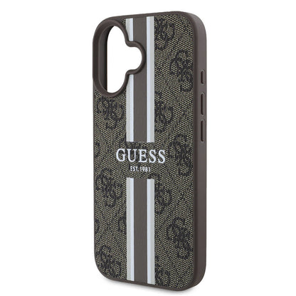 MagSafe Case for Apple iPhone 16 Plus, Guess, 4G Printed Stripes, Brown
